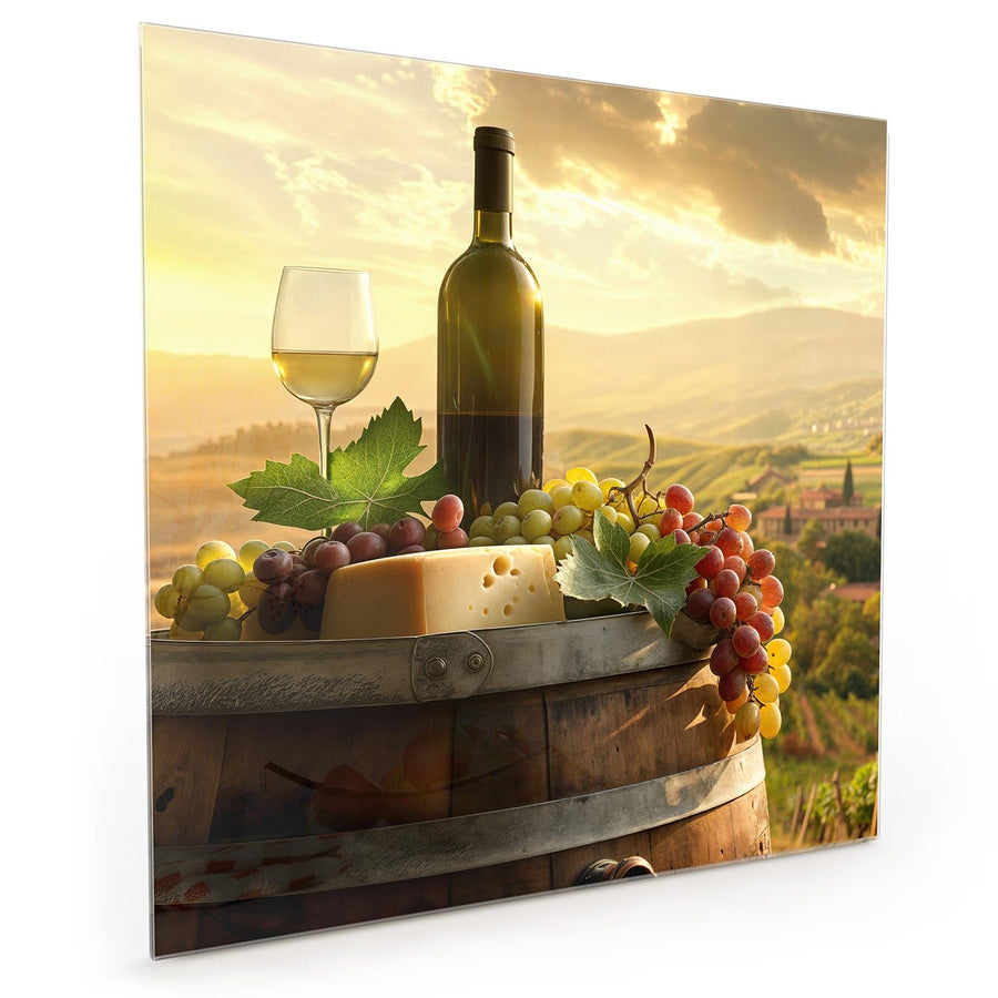 Maße Küchenrückwand Wein und Käse aus Glas