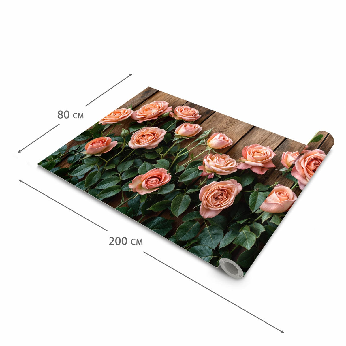 Langlebiger waschbarer Küchenläufer mit Motiv Rosen Holzhintergrund in der Grösse 60x270 cm