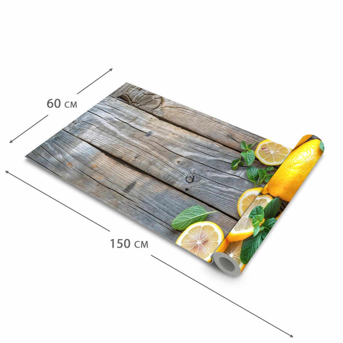 Zeitsparender waschbarer Küchenteppich mit Motiv Lemon Fresh in der Grösse 60x240 cm