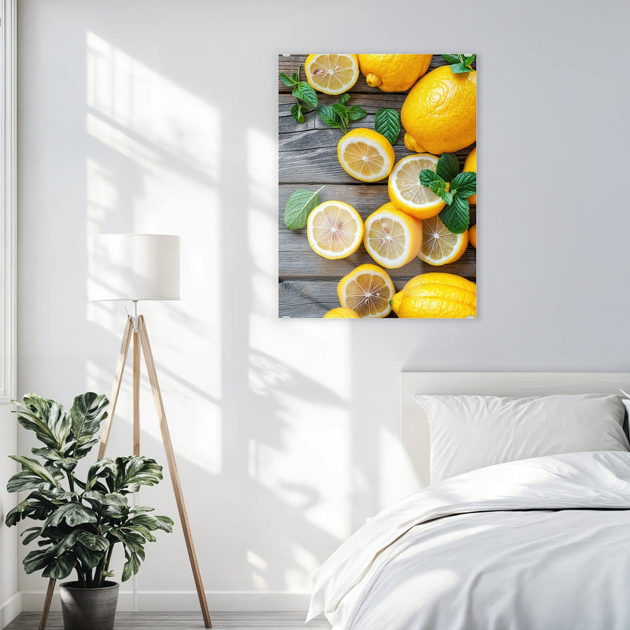 Maße Wandbild - Zitronen und Minze - Hochformat