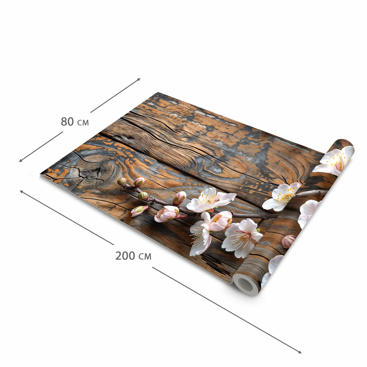 Geruchsneutraler Küchenteppich mit Motiv Kirschblüten Holz in der Grösse 60x180 cm