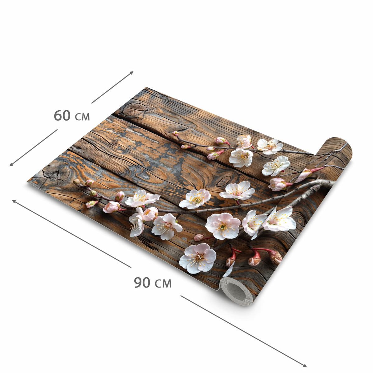 Schmutzabweisender Küchenteppich mit Motiv Kirschblüten Holz in der Grösse 60x180 cm