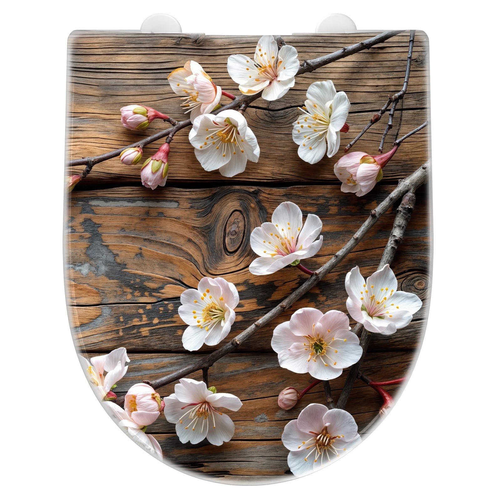 WC-Sitz mit Absenkautomatik Kirschblüten Holz