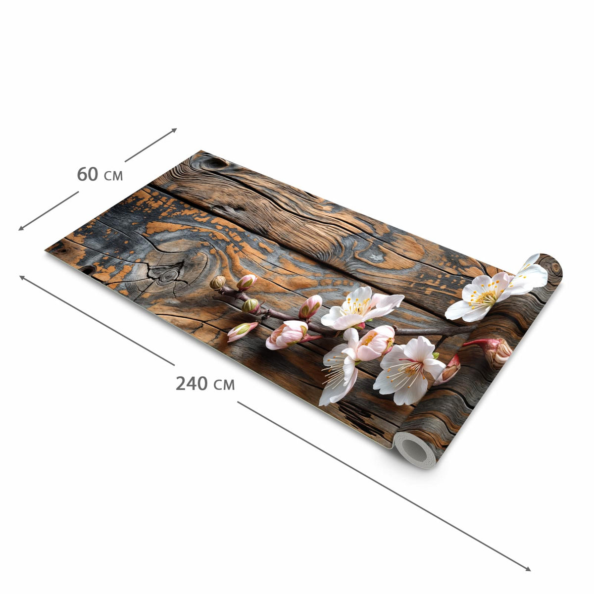Komfortabler Küchenteppich mit Motiv Kirschblüten Holz in der Grösse 60x180 cm