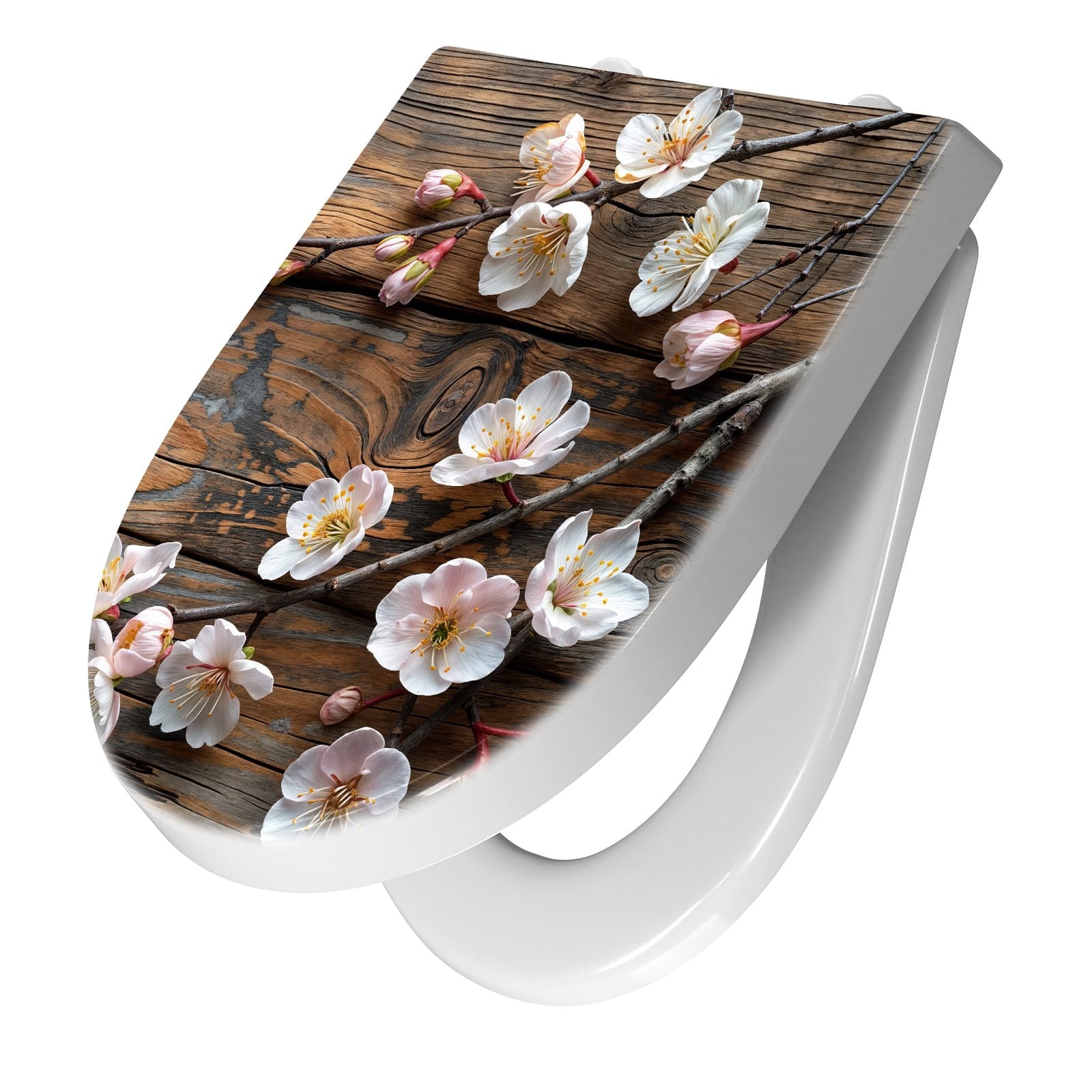 WC-Sitz mit Absenkautomatik Kirschblüten Holz