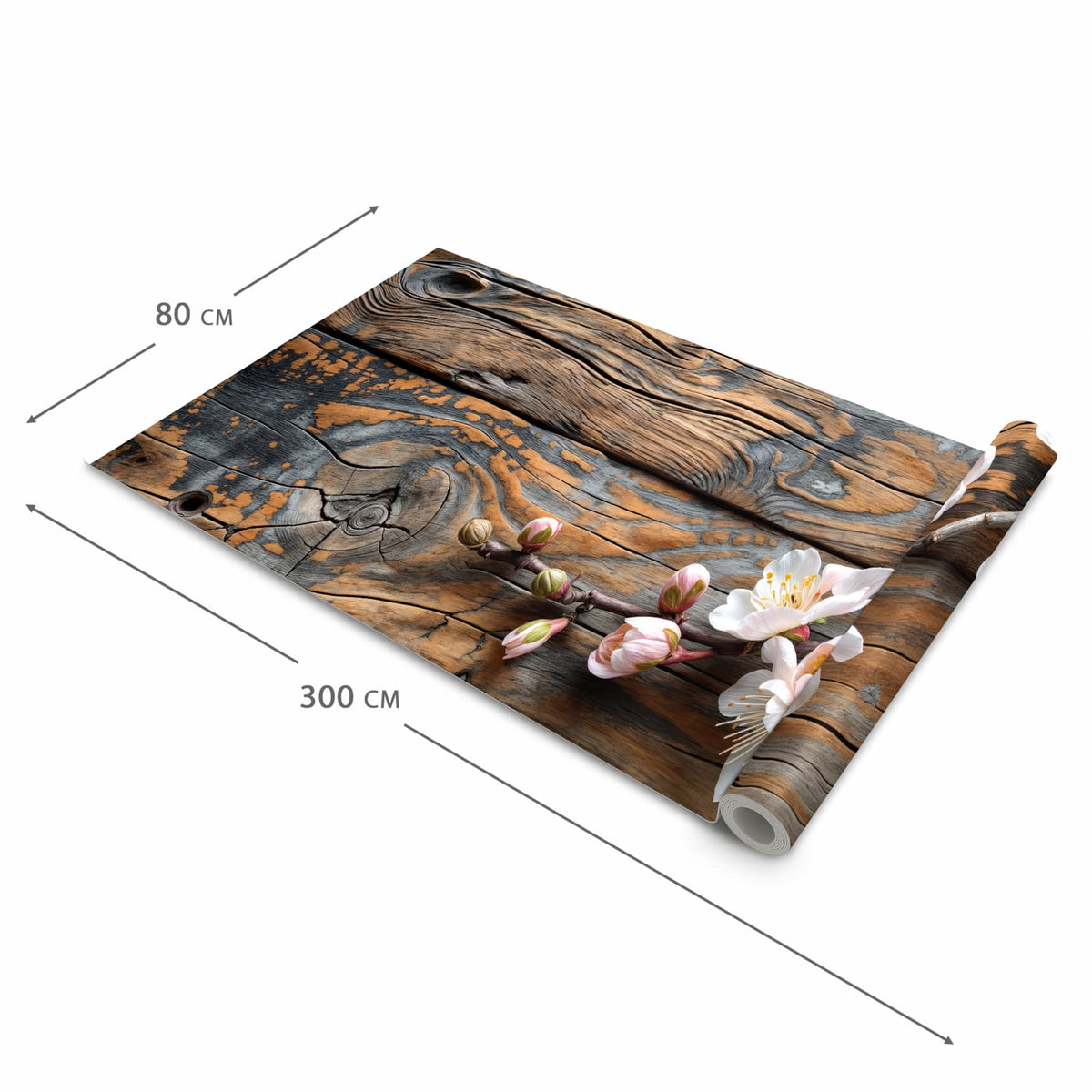 Pflegeleichter Küchenläufer mit Motiv Kirschblüten Holz in der Grösse 60x180 cm