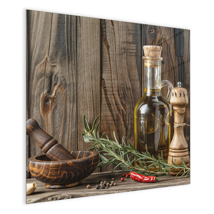 Magnettafel mit dem Motiv Mörser und Olivenöl