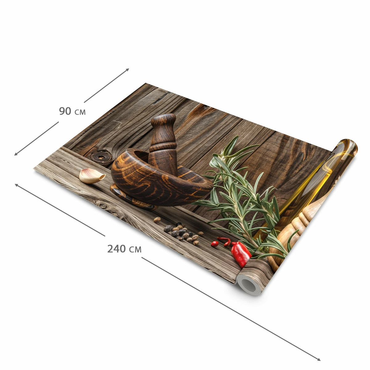 Zeitsparender Küchenteppich mit Motiv Küchendekoration in der Grösse 60x180 cm
