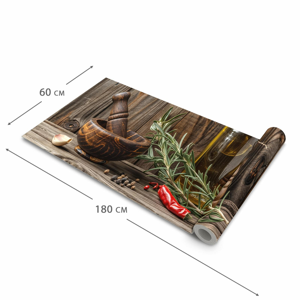 Waschbarer rutschfester Küchenläufer mit Motiv Küchendekoration in der Größe 60x180 cm