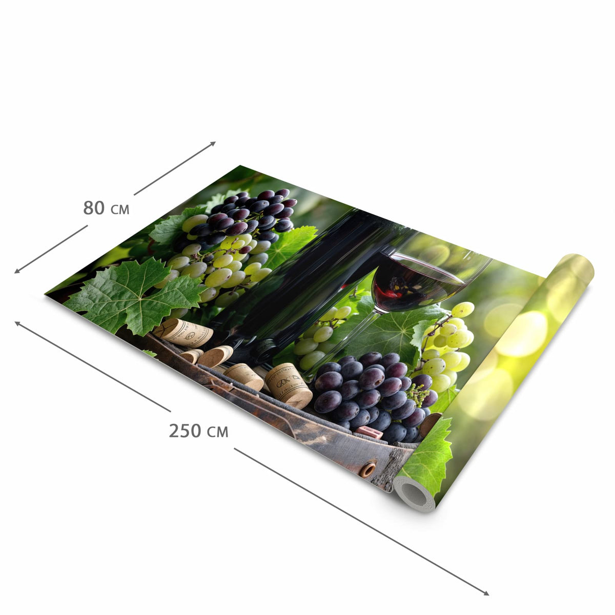 Pflegeleichter Küchenläufer mit Motiv Wein Und Trauben in der Grösse 60x180 cm