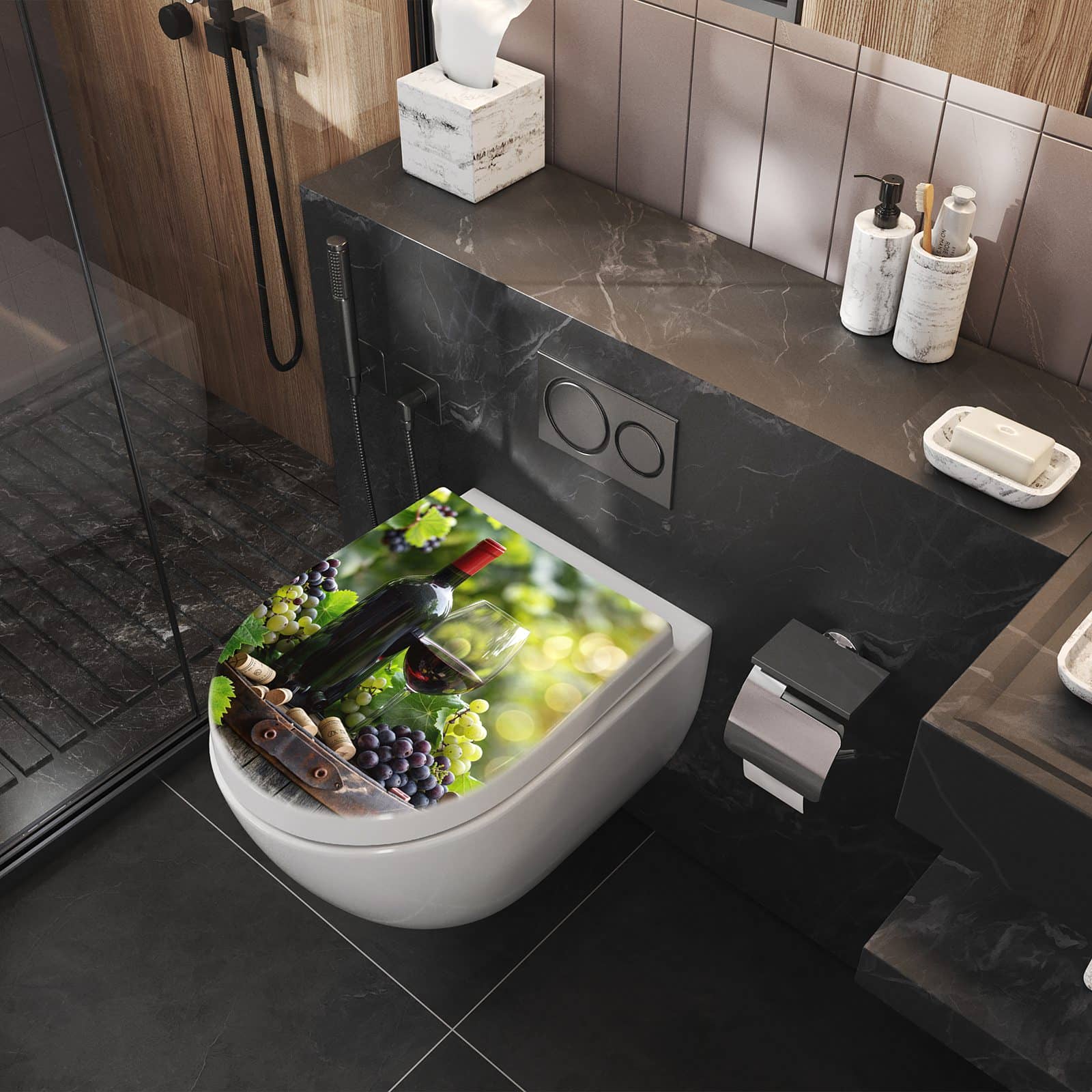 WC-Sitz mit Absenkautomatik Wein Und Trauben