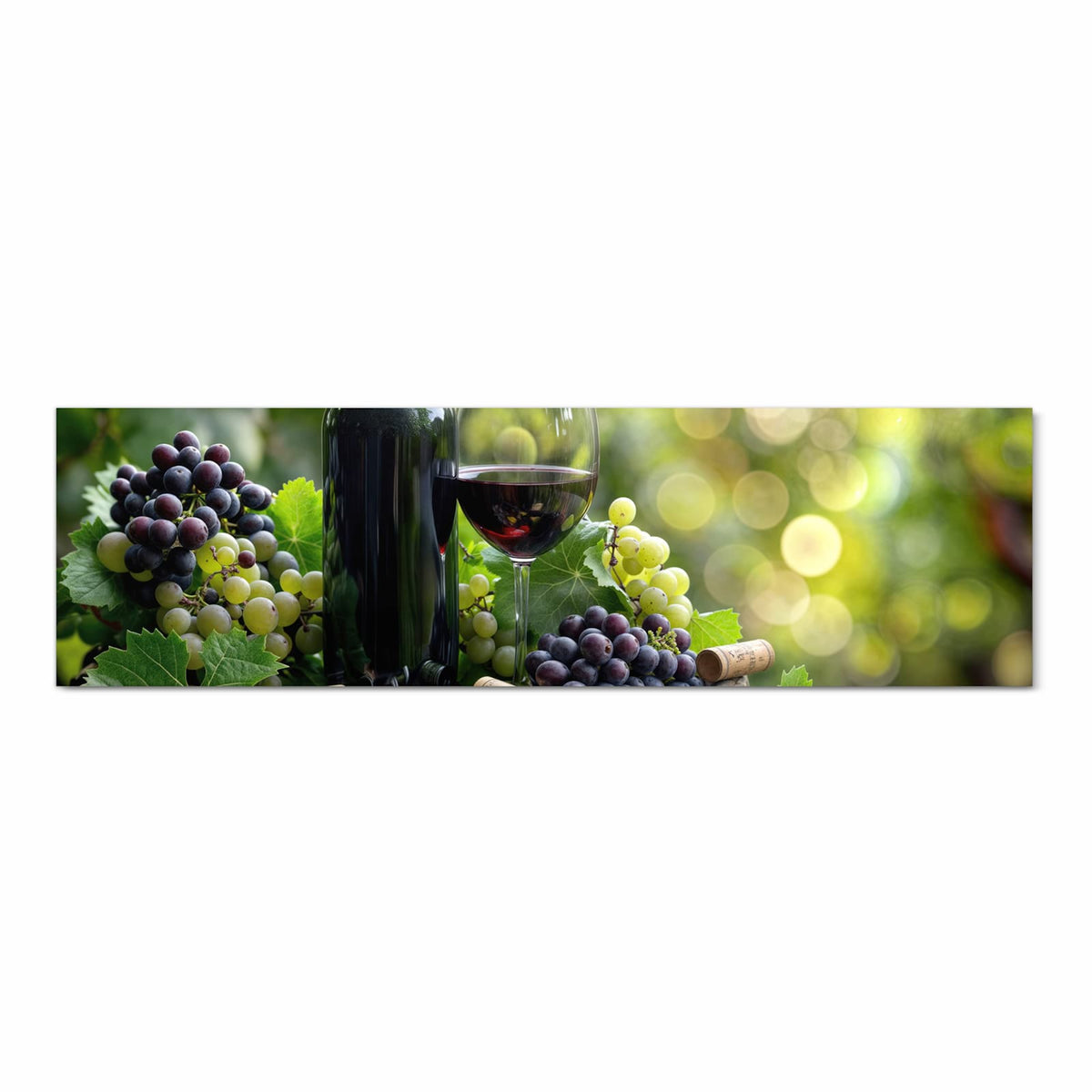 Feuchtigkeitsresistenter dünner Küchenteppich mit Motiv Wein Und Trauben in Frontansicht