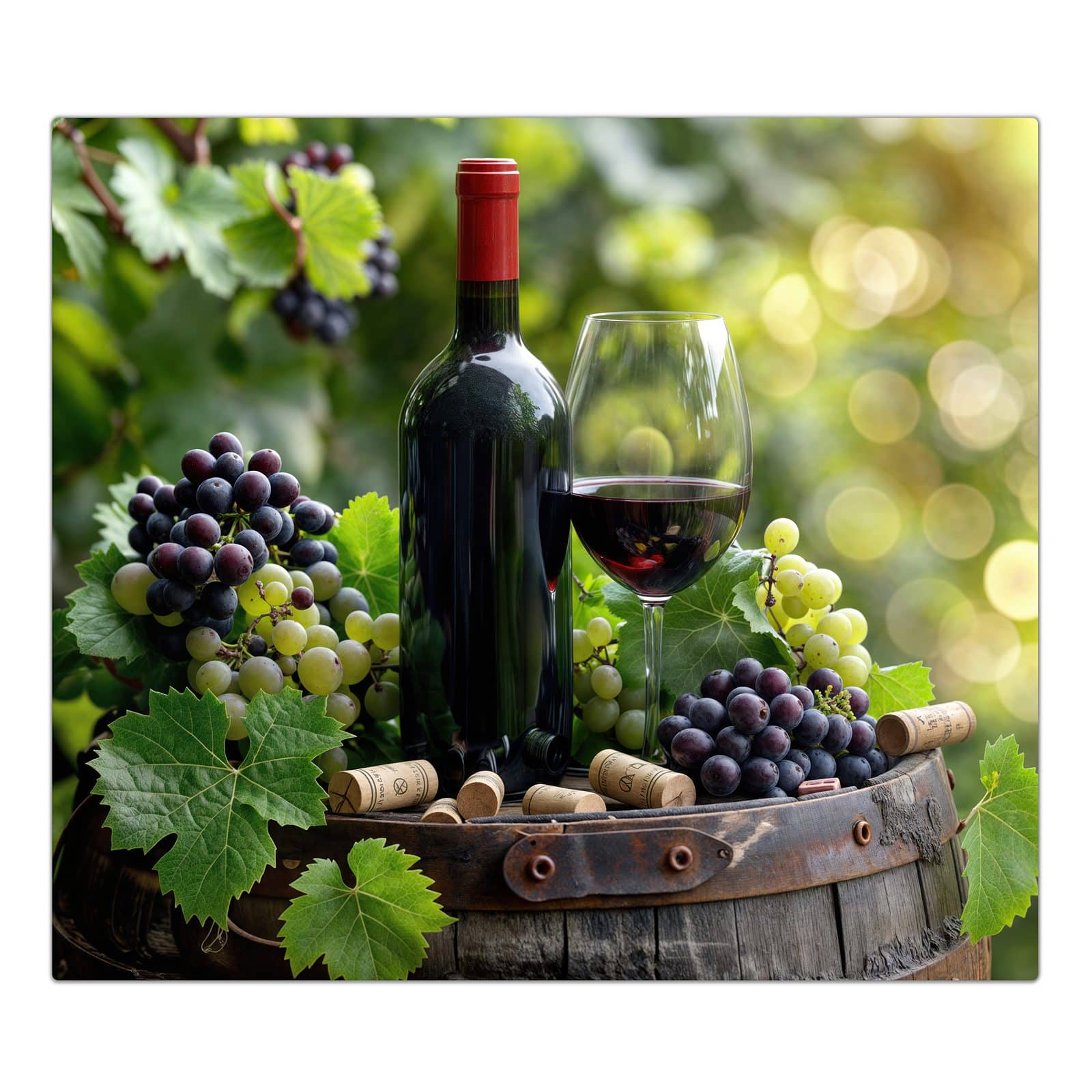 1-teilige Herdabdeckplatte mit Wein Und Trauben-Motiv in der Frontansicht #grösse_1-Teilig (60x52cm)