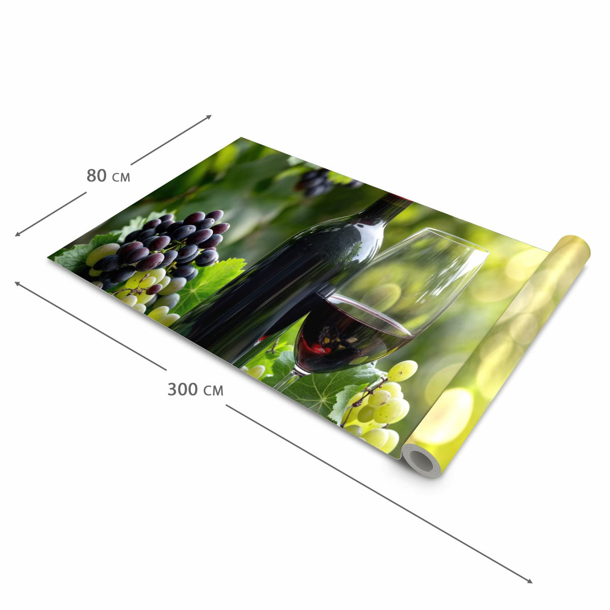 Rutschhemmender waschbarer Küchenläufer mit Motiv Wein Und Trauben in der Größe 60x180 cm
