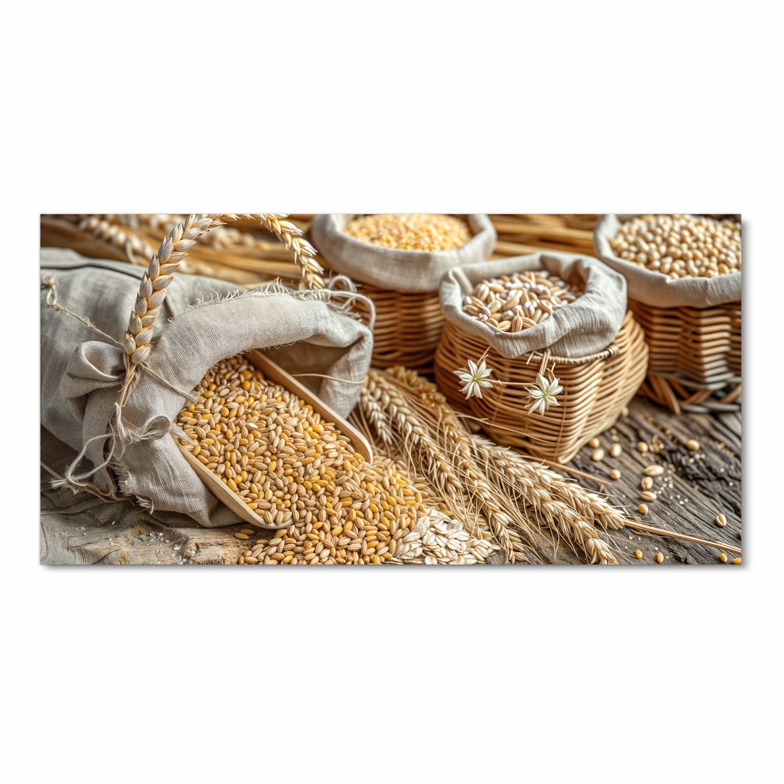 Rutschfester Küchenläufer mit Getreideernte-Motiv Frontansicht, waschbar