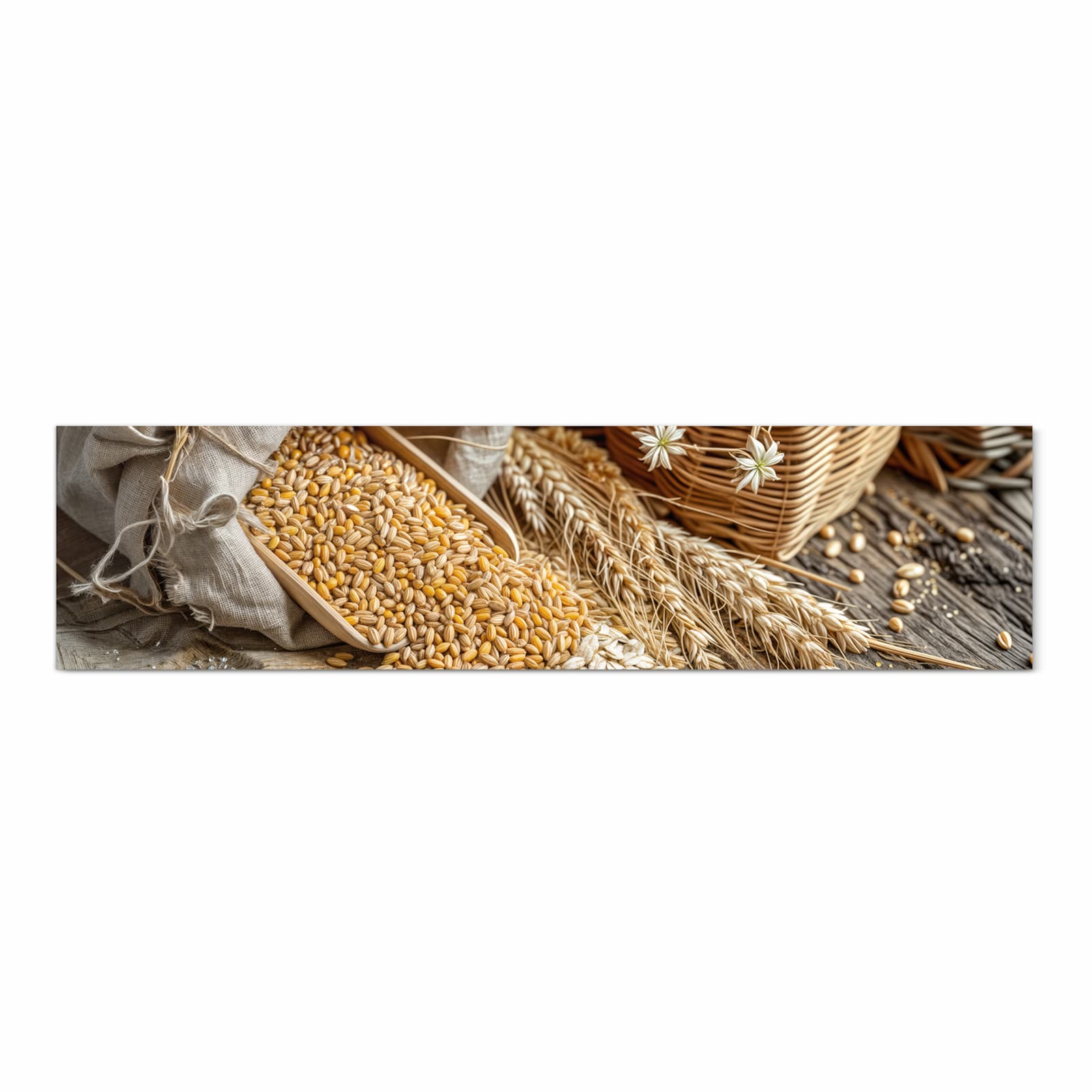 Flacher Küchenläufer mit Getreideernte-Motiv, Frontansicht