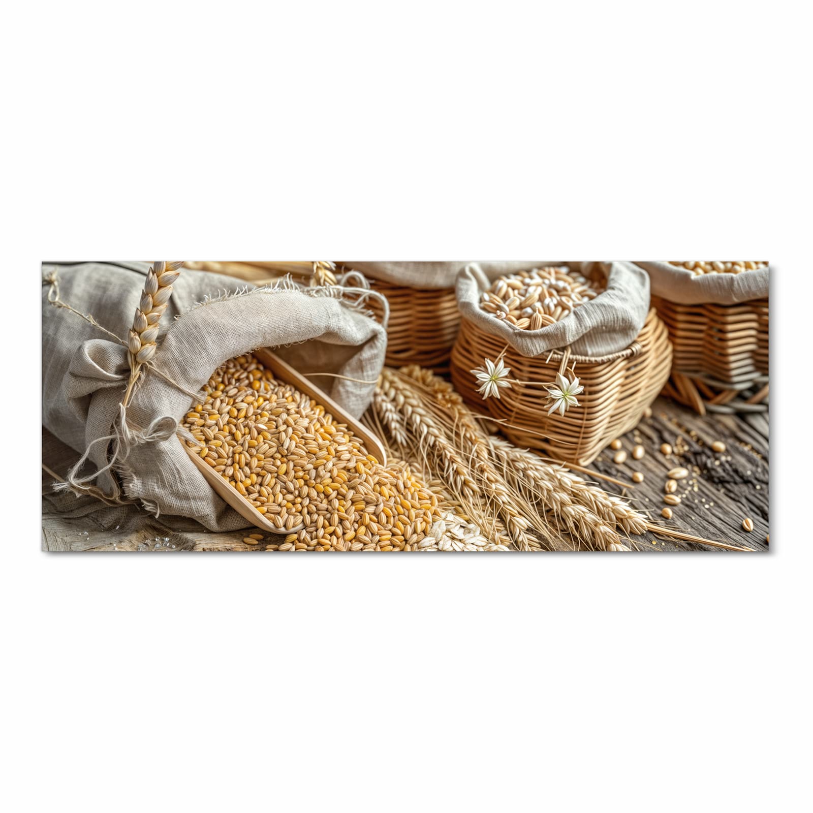 Waschbarer Küchenläufer mit Getreideernte-Motiv Front - Frontansicht, farbbeständig