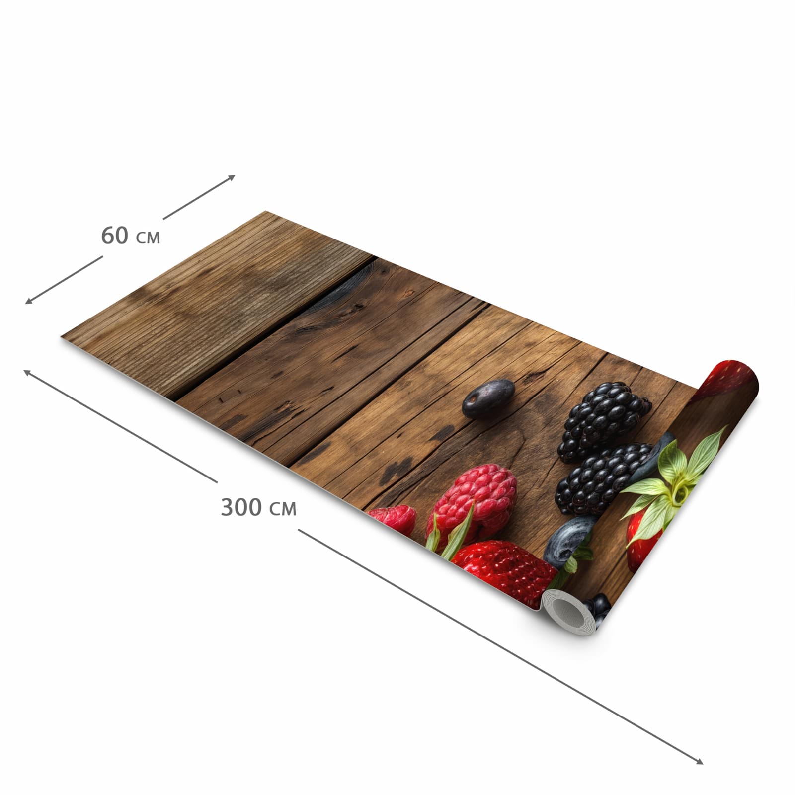 Dünner waschbarer Küchenteppich mit Motiv Frische Beeren Exquisit in der Grösse 60x150 cm