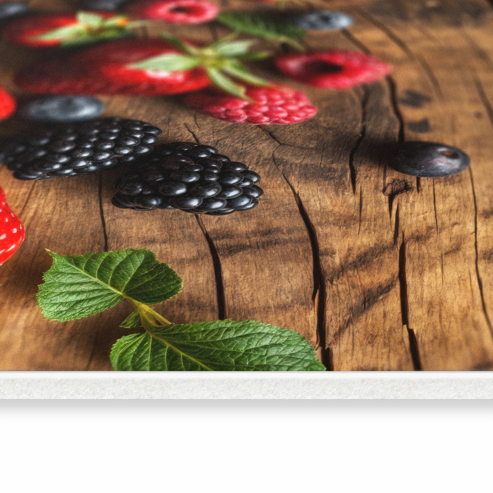 Waschbarer Küchenläufer mit Motiv Frische Beeren Exquisit in seitlicher Ansicht spart Zeit