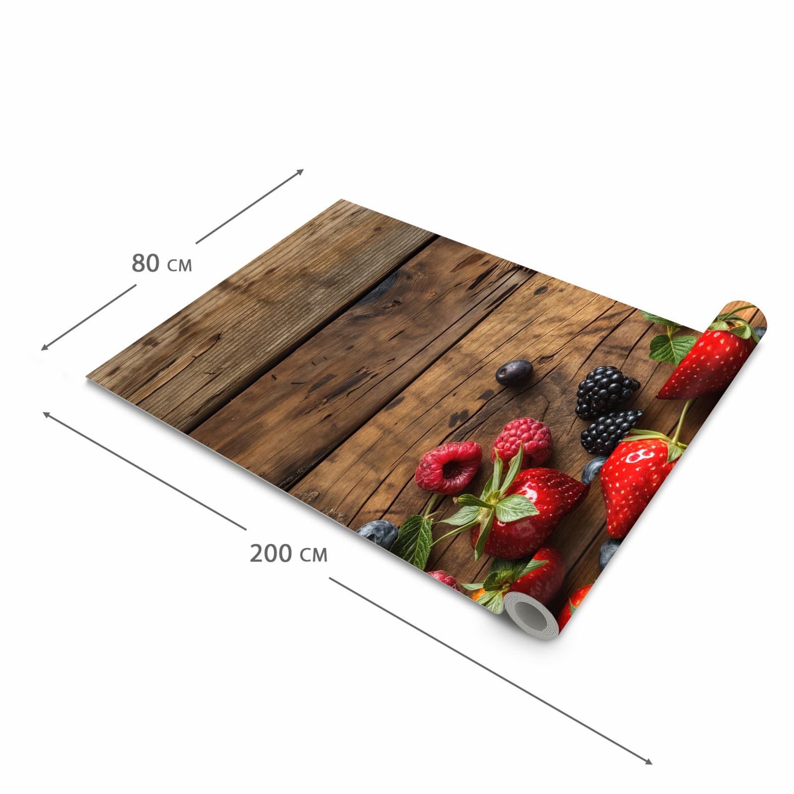 Farbbeständiger waschbarer Teppich Esstisch mit Motiv Frische Beeren Exquisit in der Grösse 60x150 cm