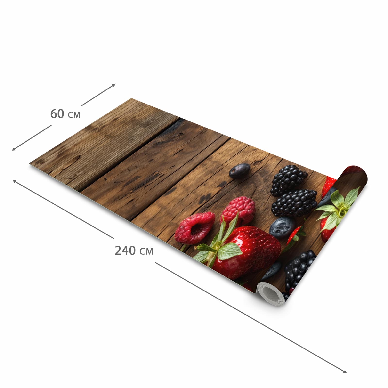 Feuchtigkeitsresistenter dünner Küchenteppich mit Motiv Frische Beeren Exquisit in der Grösse 60x150 cm