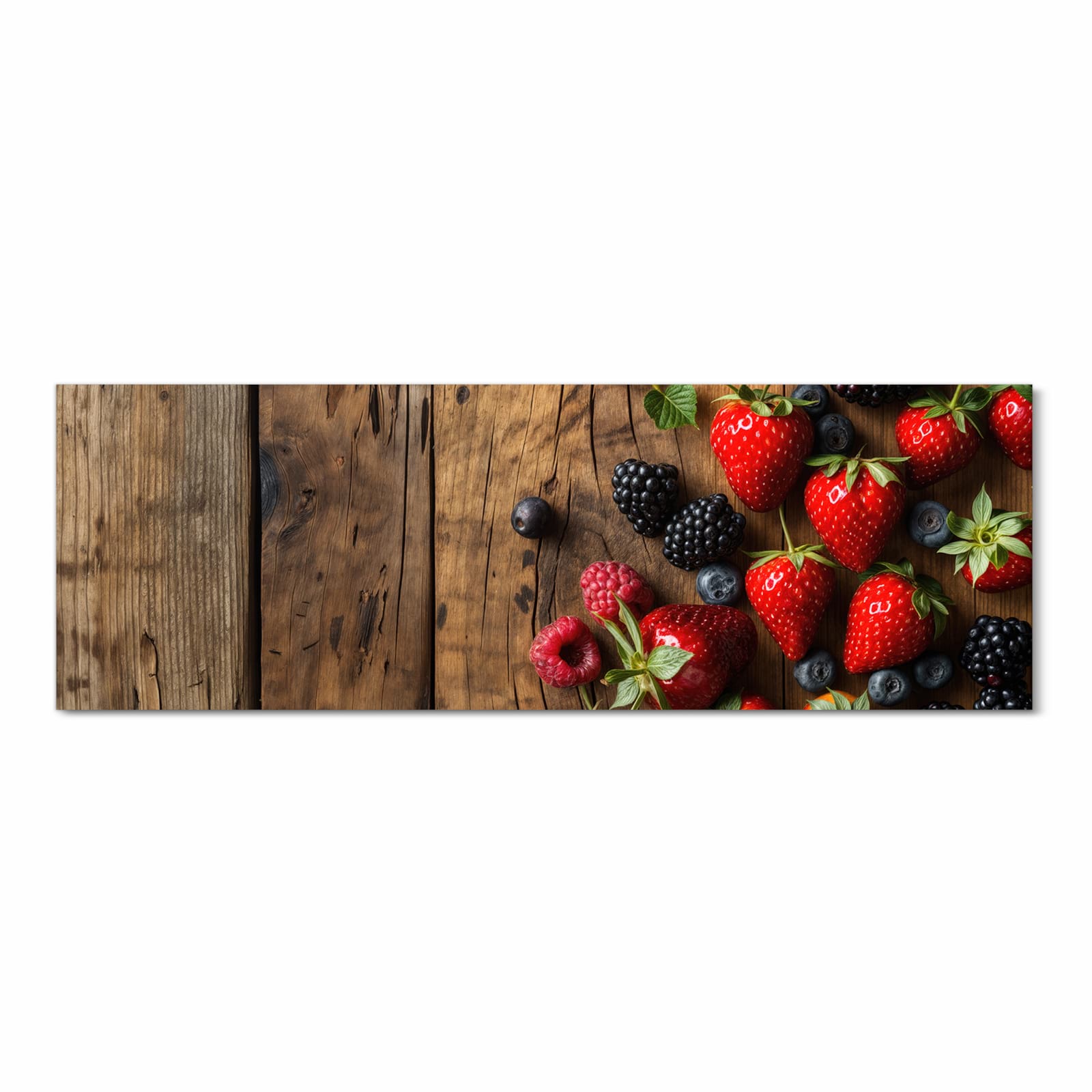 Komfortabler Küchenteppich mit Motiv Frische Beeren Exquisit in Frontansicht für angenehmes Stehen