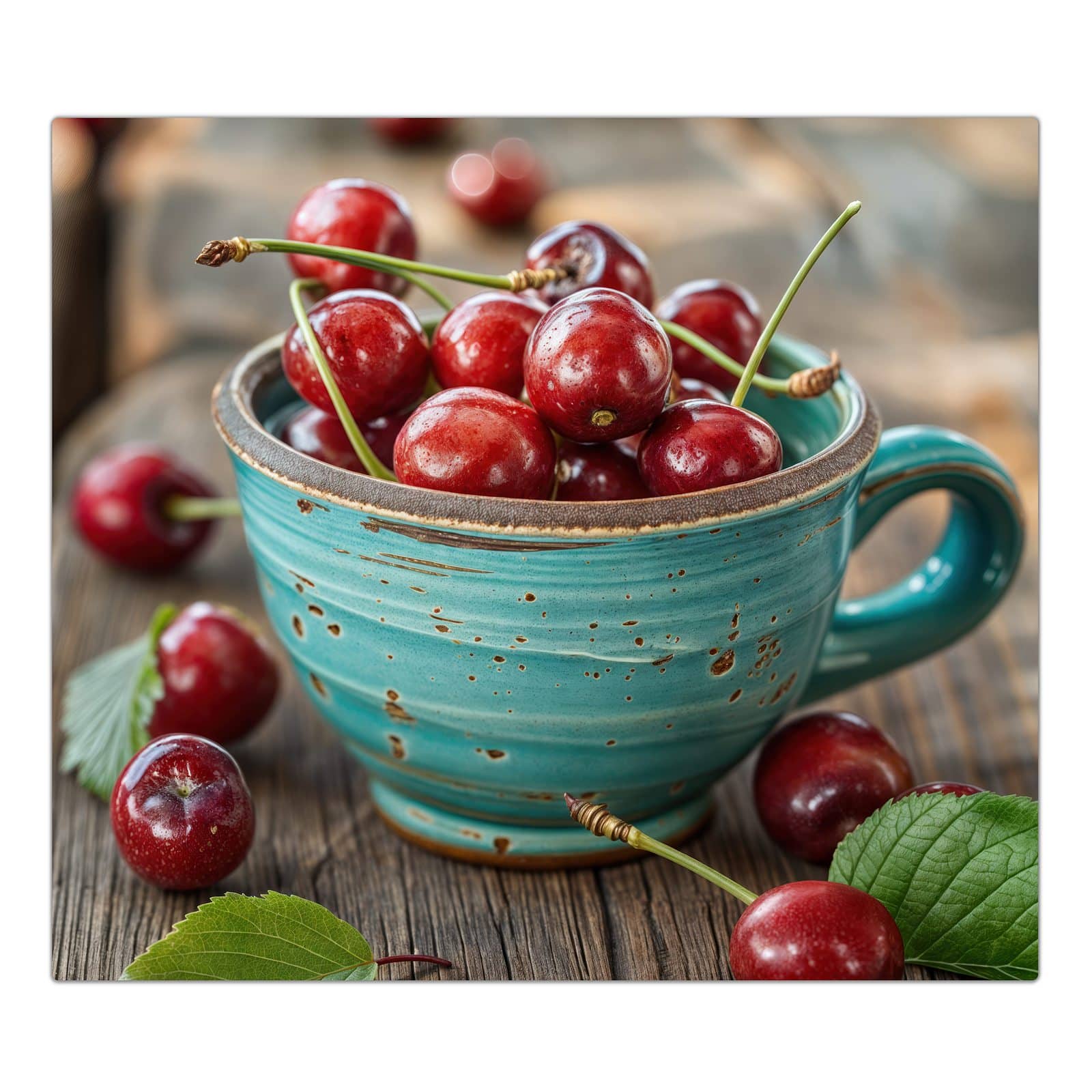 1-teilige Herdabdeckplatte mit Tasse mit Kirschen-Motiv in der Frontansicht #grösse_1-Teilig (60x52cm)