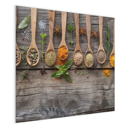 Magnettafel mit dem Motiv Gewürzlöffel auf Holz
