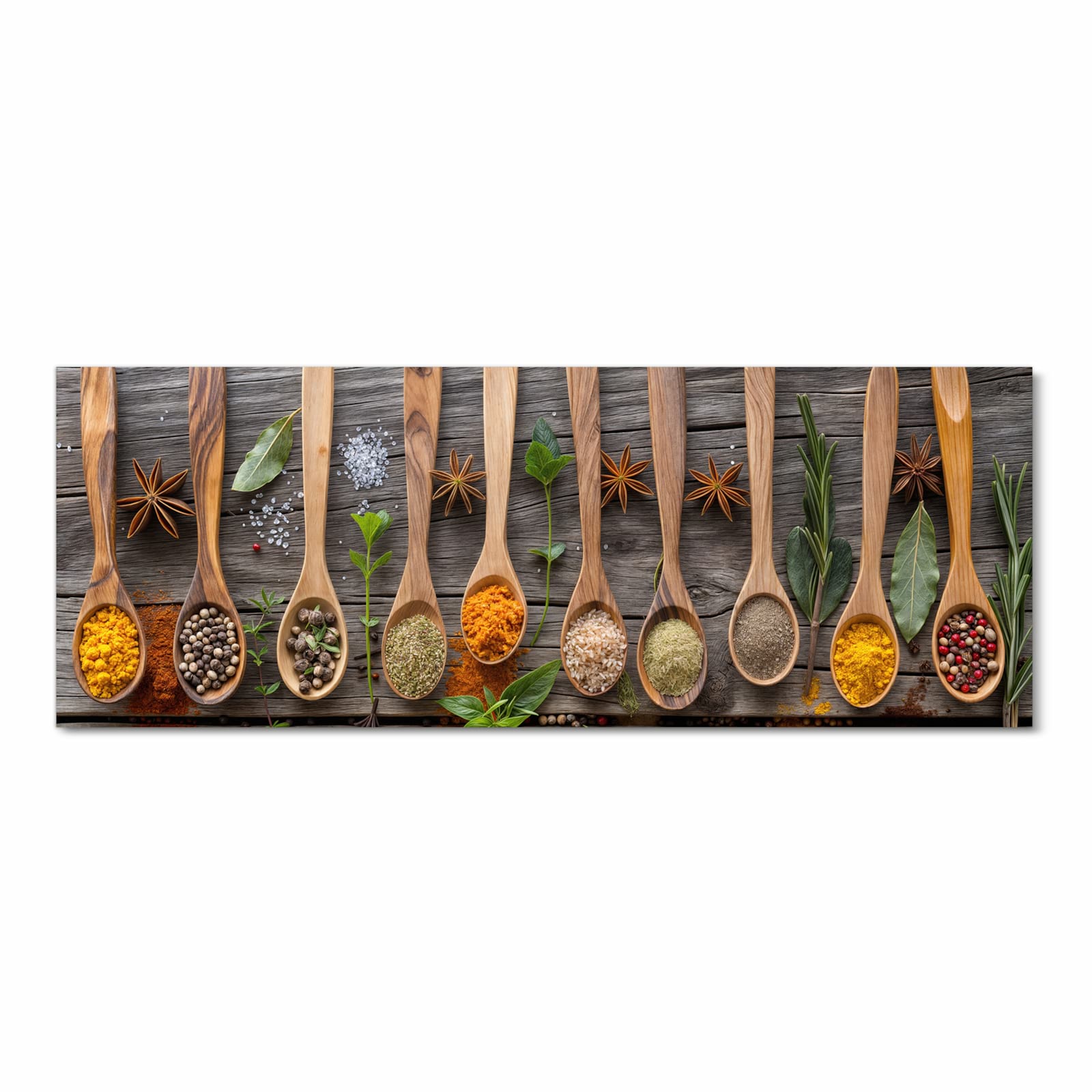 Bodenschonender rutschfester Küchenteppich mit Motiv Sanfte Küchengewürze in Frontansicht