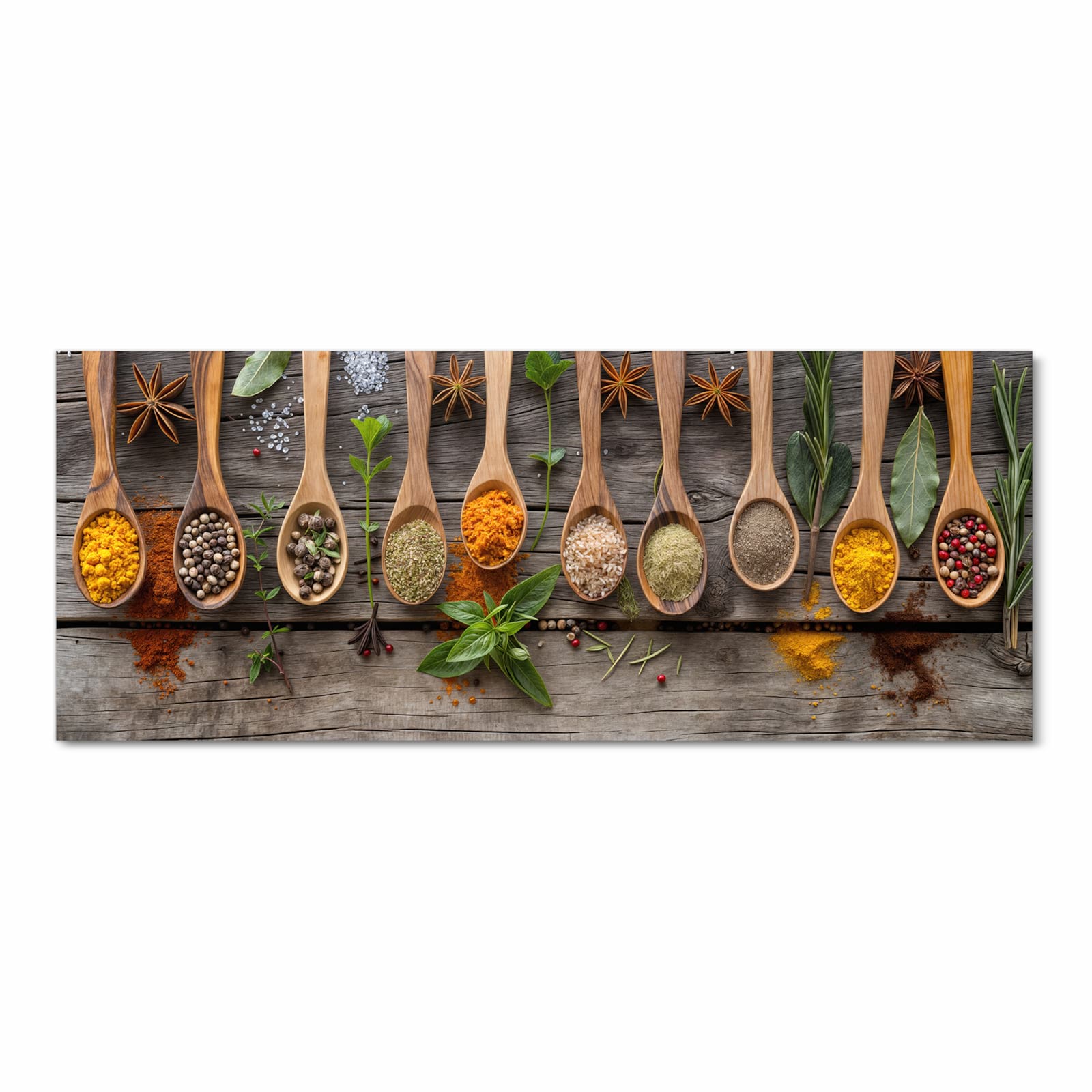 Küchenteppich mit Motiv Sanfte Küchengewürze in Frontansicht für angenehme Haptik