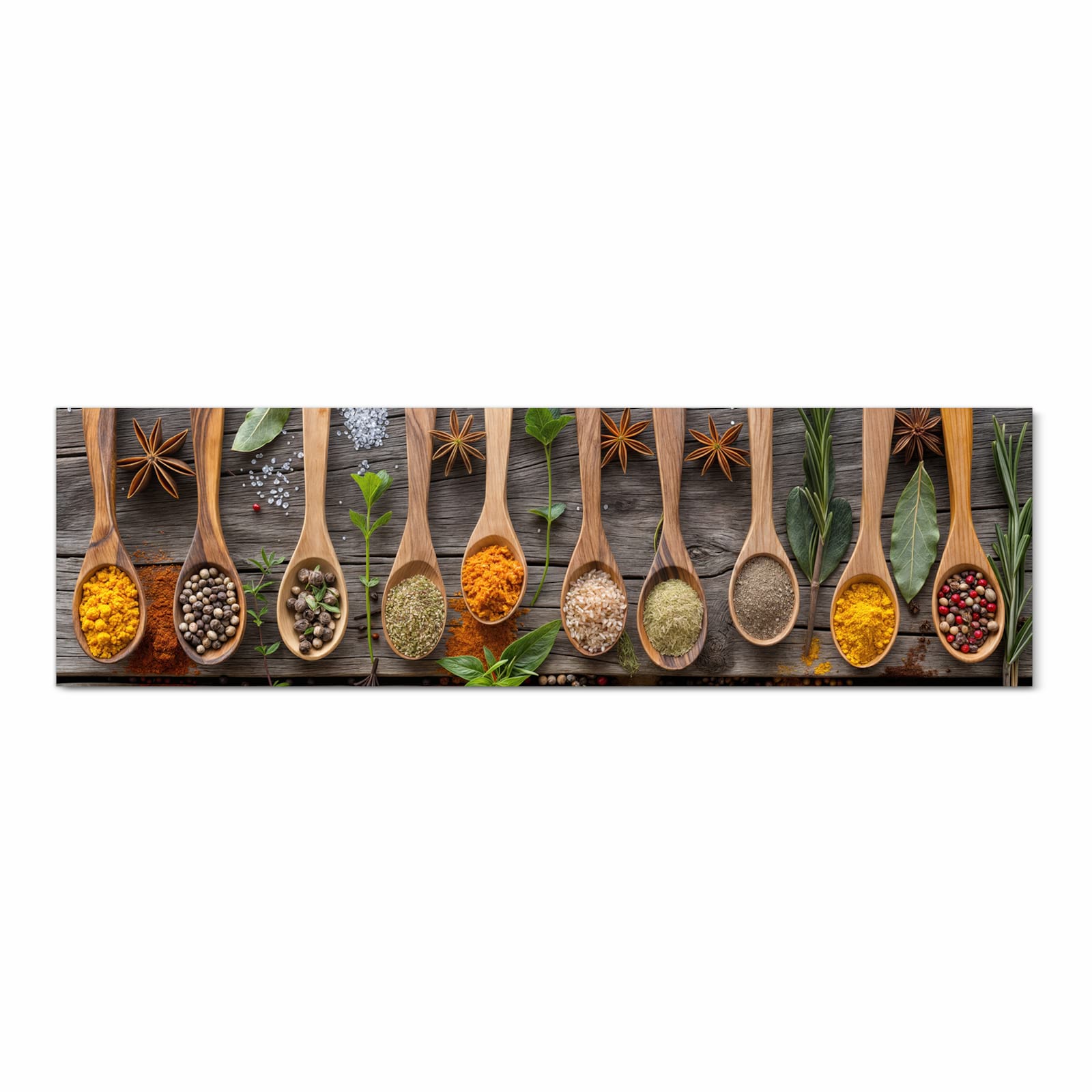 Bodenschonender rutschfester Läufer mit Motiv Sanfte Küchengewürze in Frontansicht