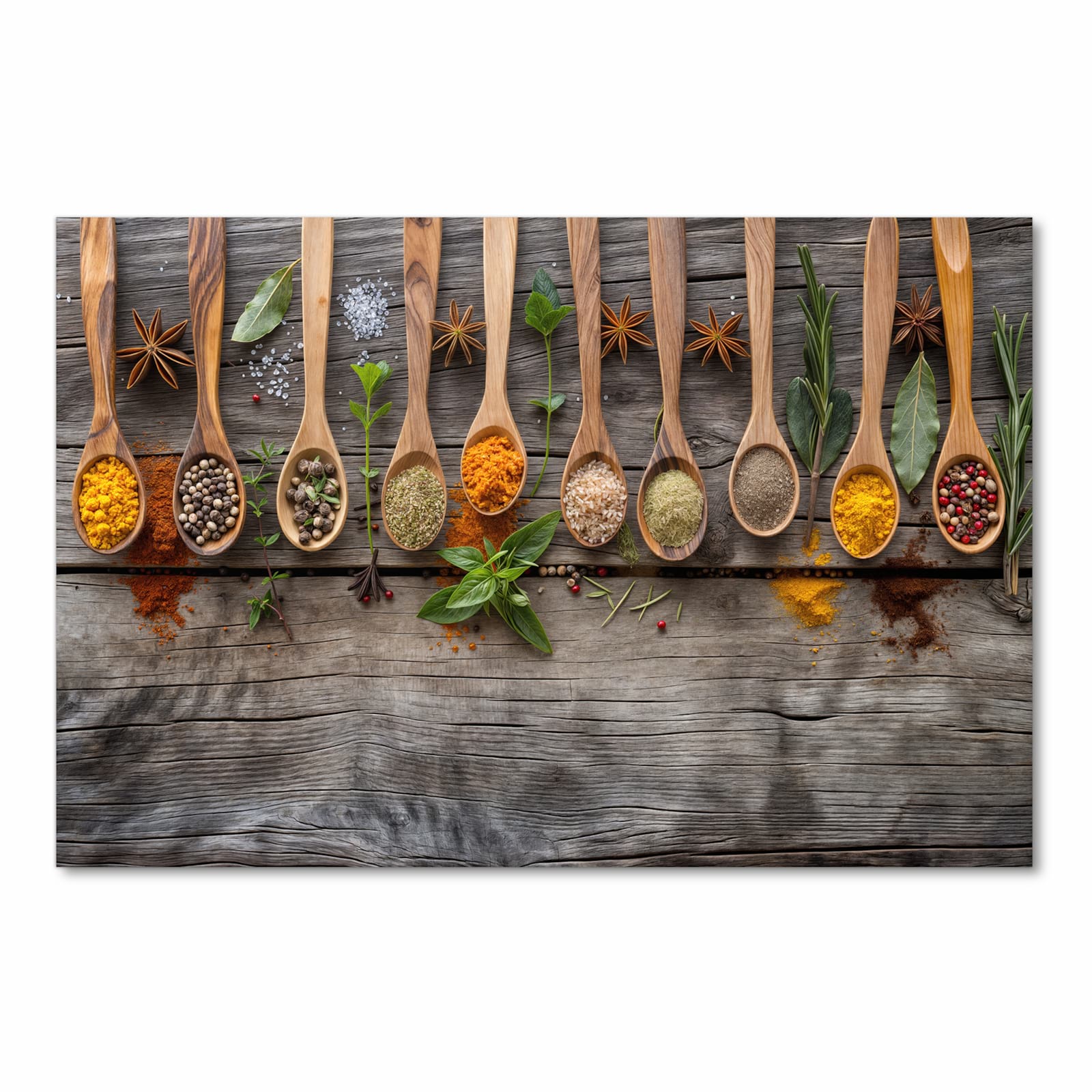 Rutschfester langer Teppich für Flur mit Motiv Sanfte Küchengewürze in Frontansicht