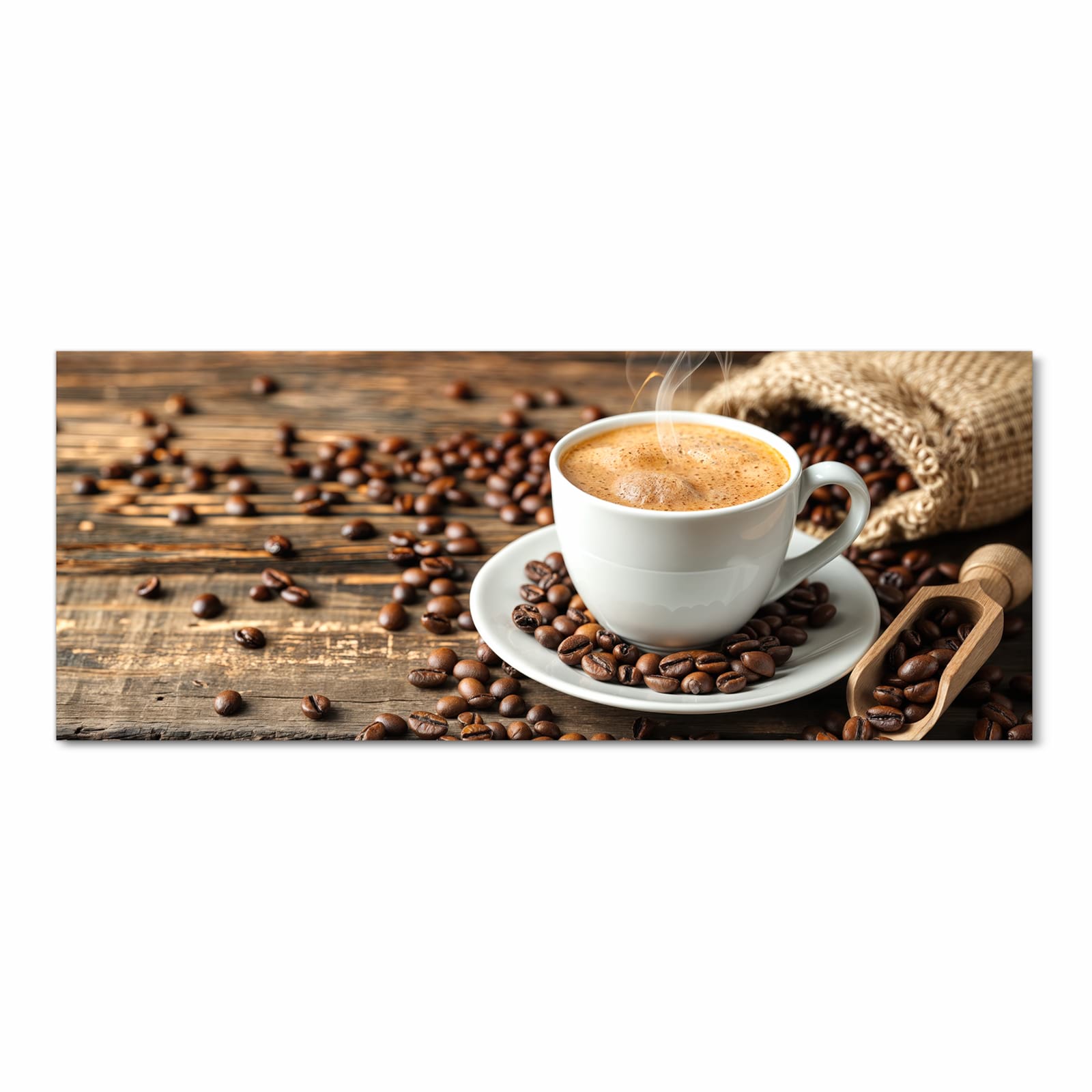 Ordnungsschaffender Küchenteppich mit Motiv Kaffee Geniessen in Frontansicht für Übersicht