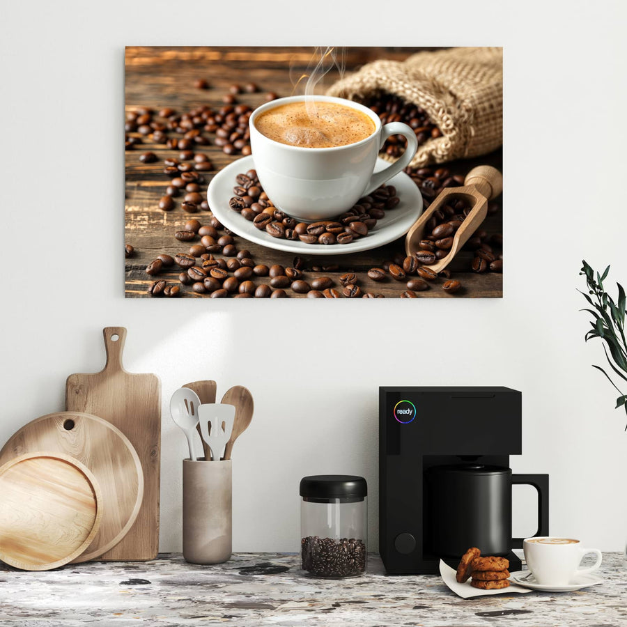 Maße Metall Magnettafel - Kaffee mit Holzschaufel