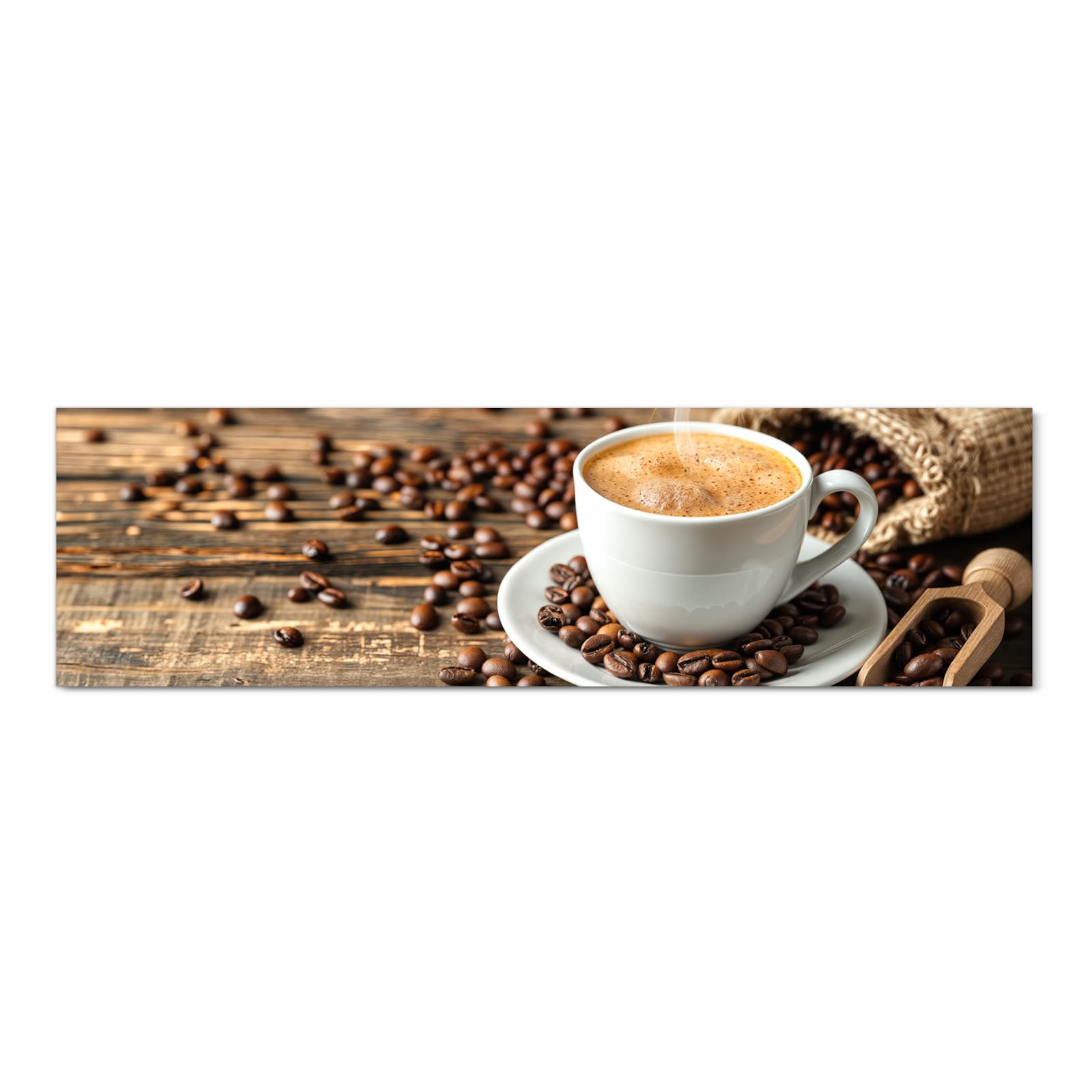 Pflegeleichter Küchenläufer mit Motiv Kaffee Geniessen in Frontansicht