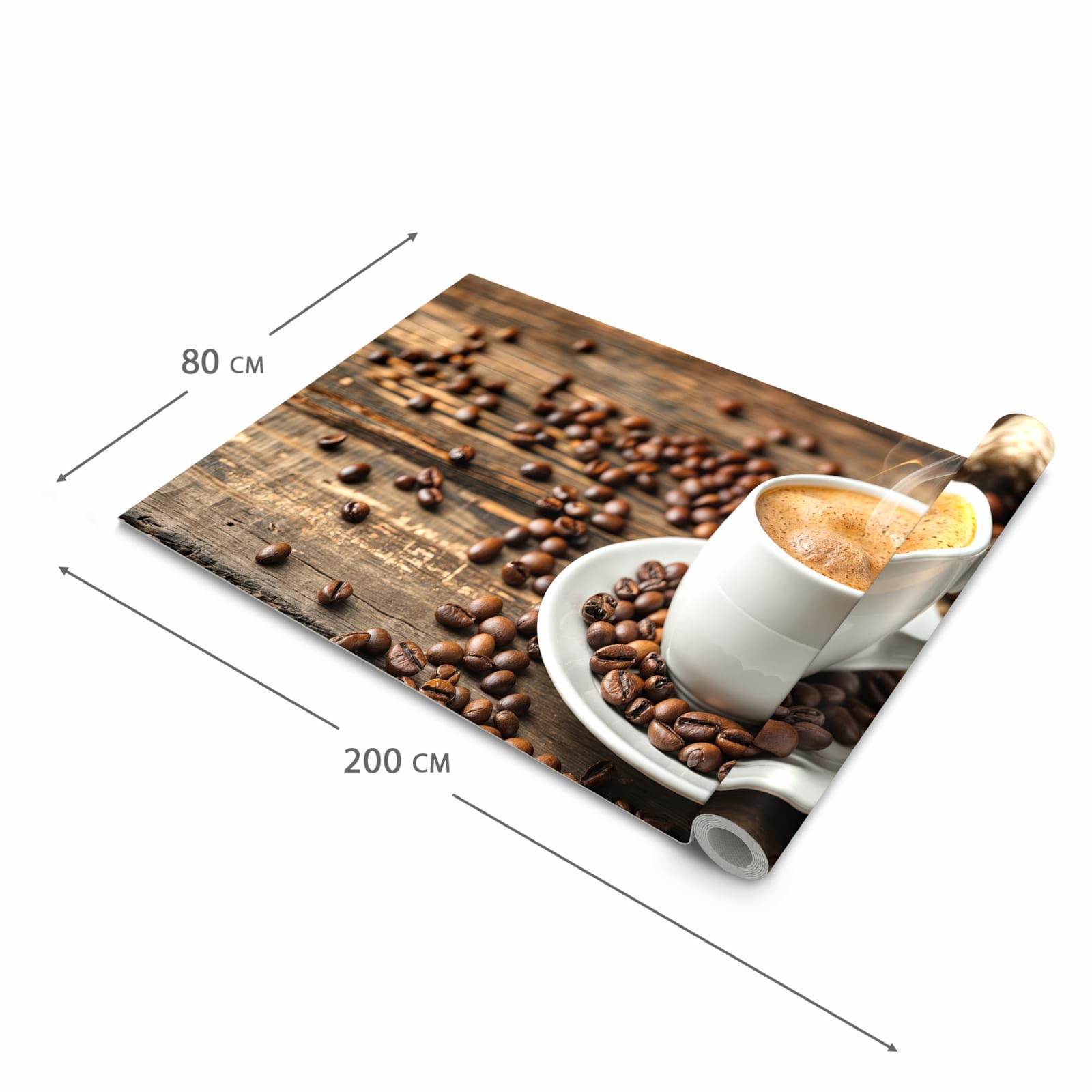 Pflegeleichter rutschfester Küchenteppich mit Motiv Kaffee Geniessen in der Grösse 90x240 cm