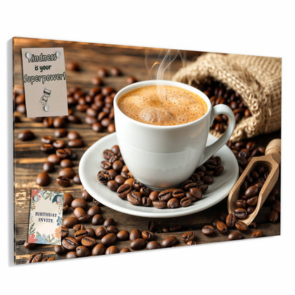 Metall Magnettafel mit dem Motiv Kaffee mit Holzschaufel