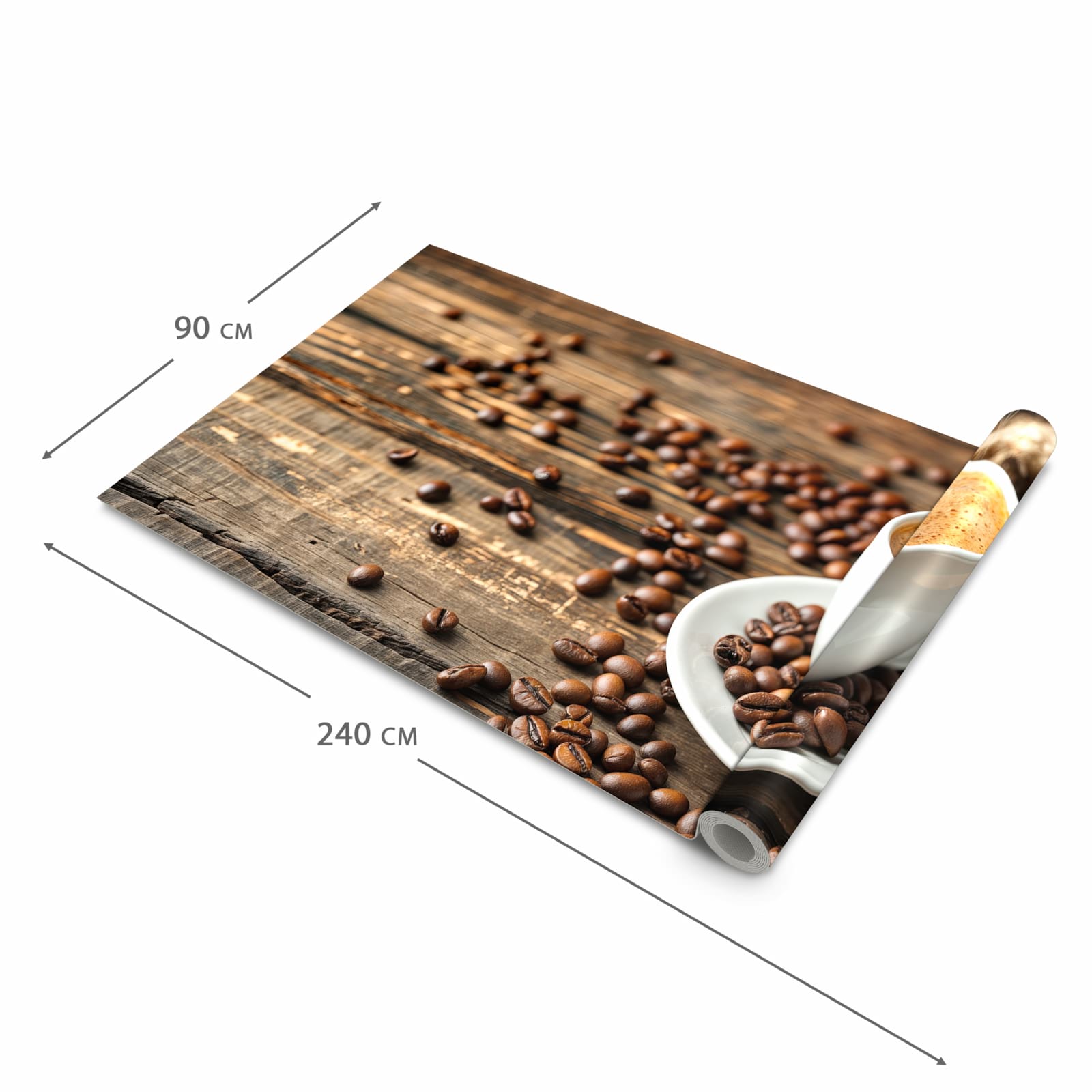 Langlebiger Küchenläufer mit Motiv Kaffee Geniessen in der Grösse 90x240 cm