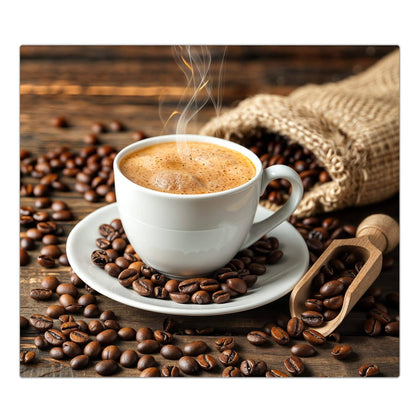 Herdabdeckplatte mit dem Motiv Kaffee mit Holzschaufel
