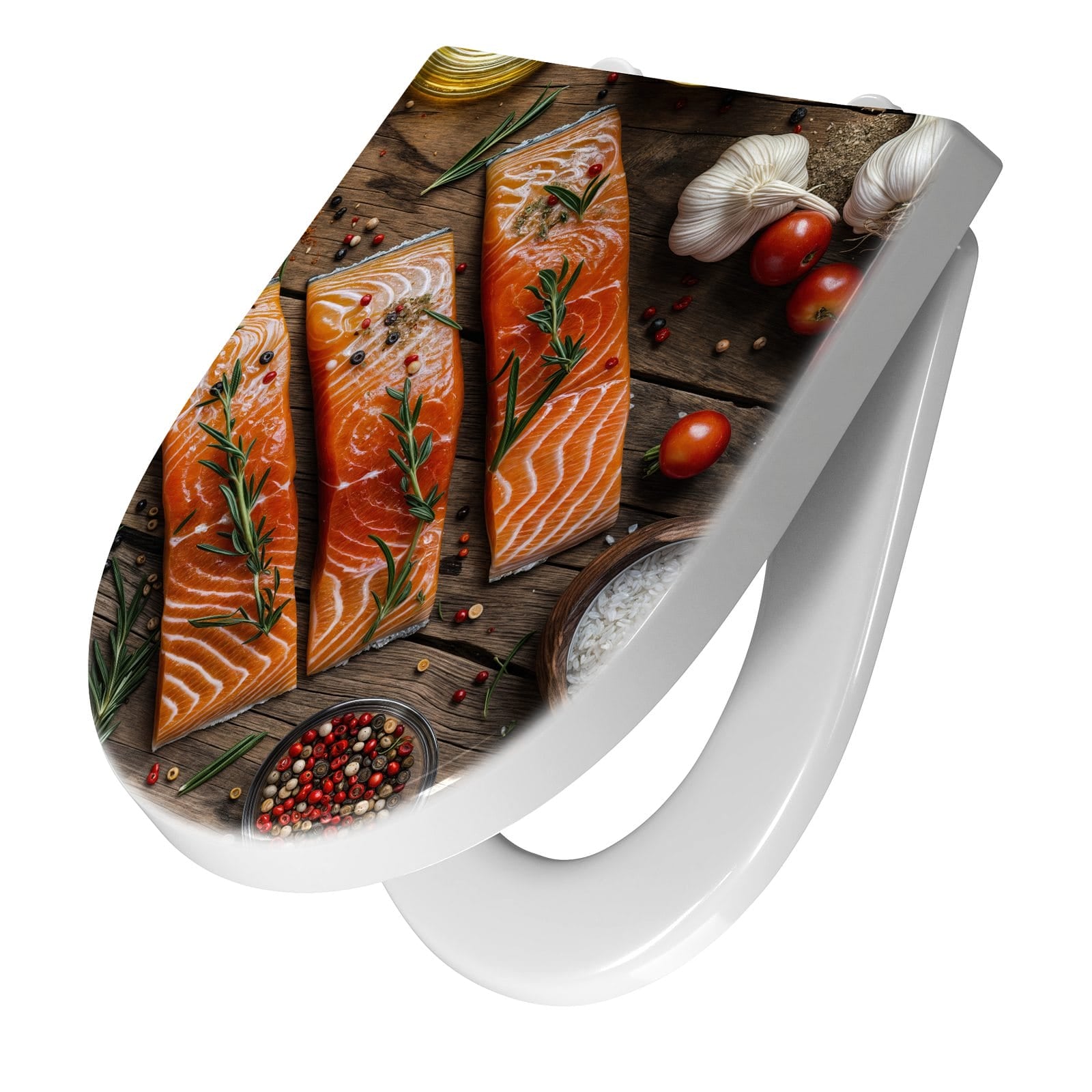 WC-Sitz mit Absenkautomatik Lachsfilets