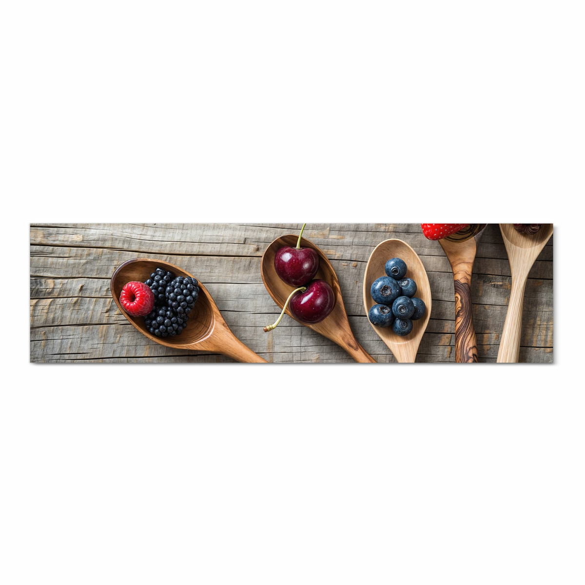Läufer für Eingangsbereich mit Motiv Holzlöffel mit Beeren in Frontansicht - angenehme Haptik