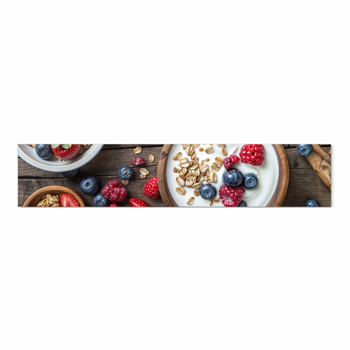 Zeitsparender Küchenteppich mit Motiv Beeriges Müsli in Frontansicht