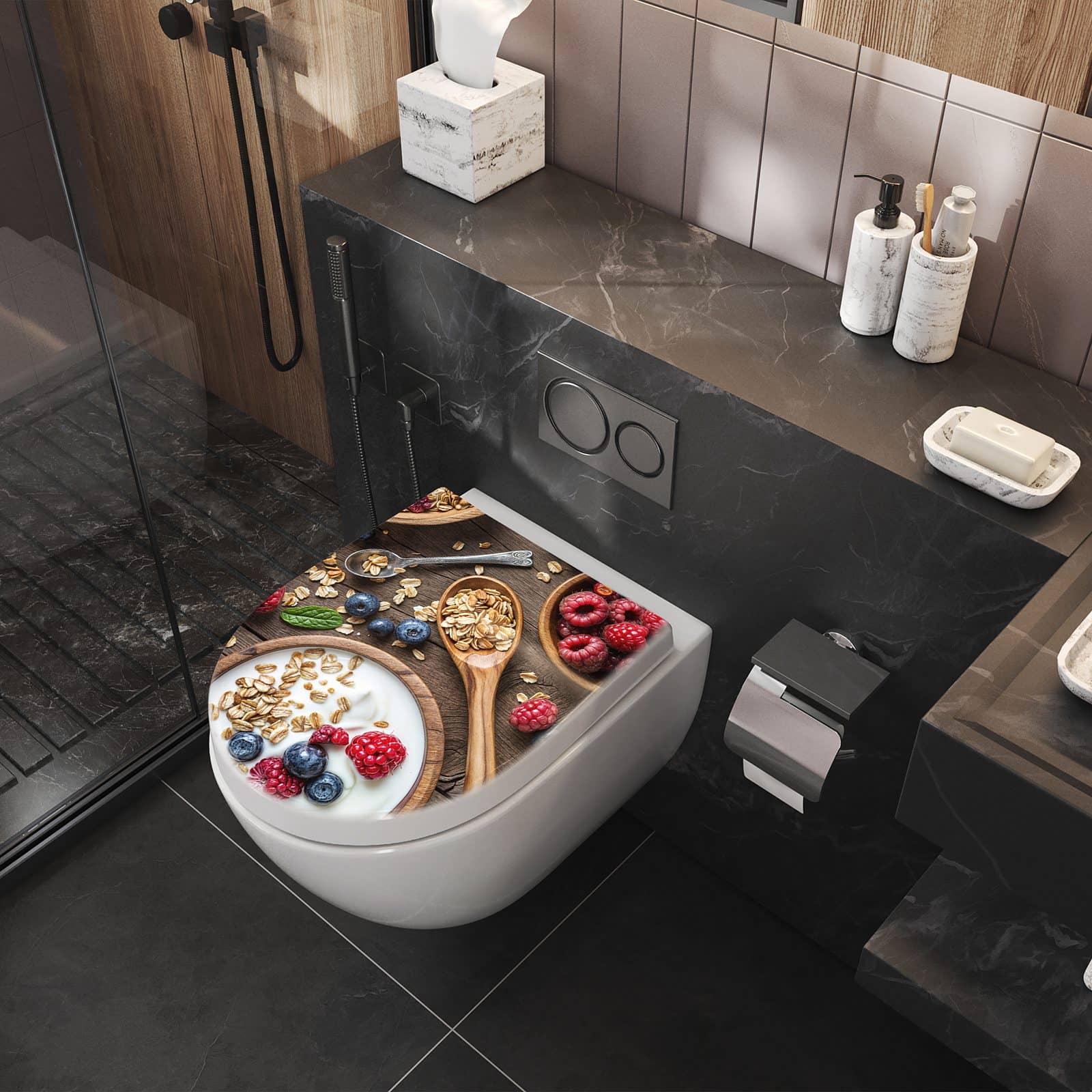 WC-Sitz mit Absenkautomatik Beeriges Müsli