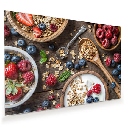 Wandbild mit dem Motiv Joghurt mit Beeren