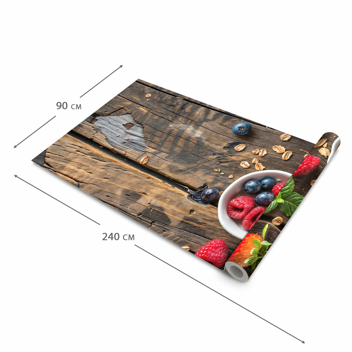 Farbbeständiger Läufer für die Küche mit Motiv Frühstück Müsli in der Grösse 80x280 cm