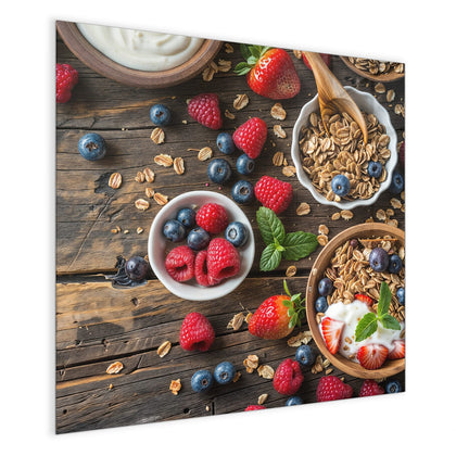 Magnettafel mit dem Motiv Müsli und Joghurt