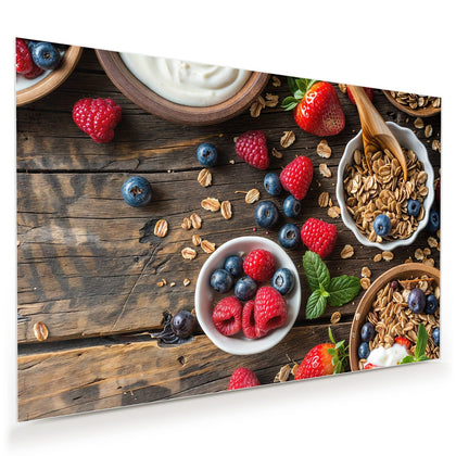 Wandbild mit dem Motiv Müsli und Joghurt