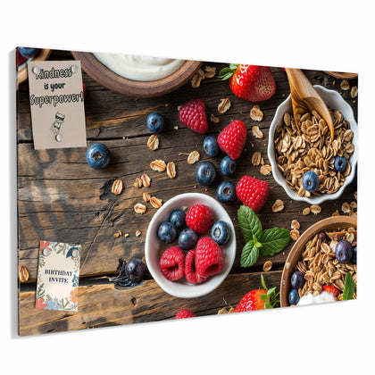 Metall Magnettafel mit dem Motiv Müsli und Joghurt