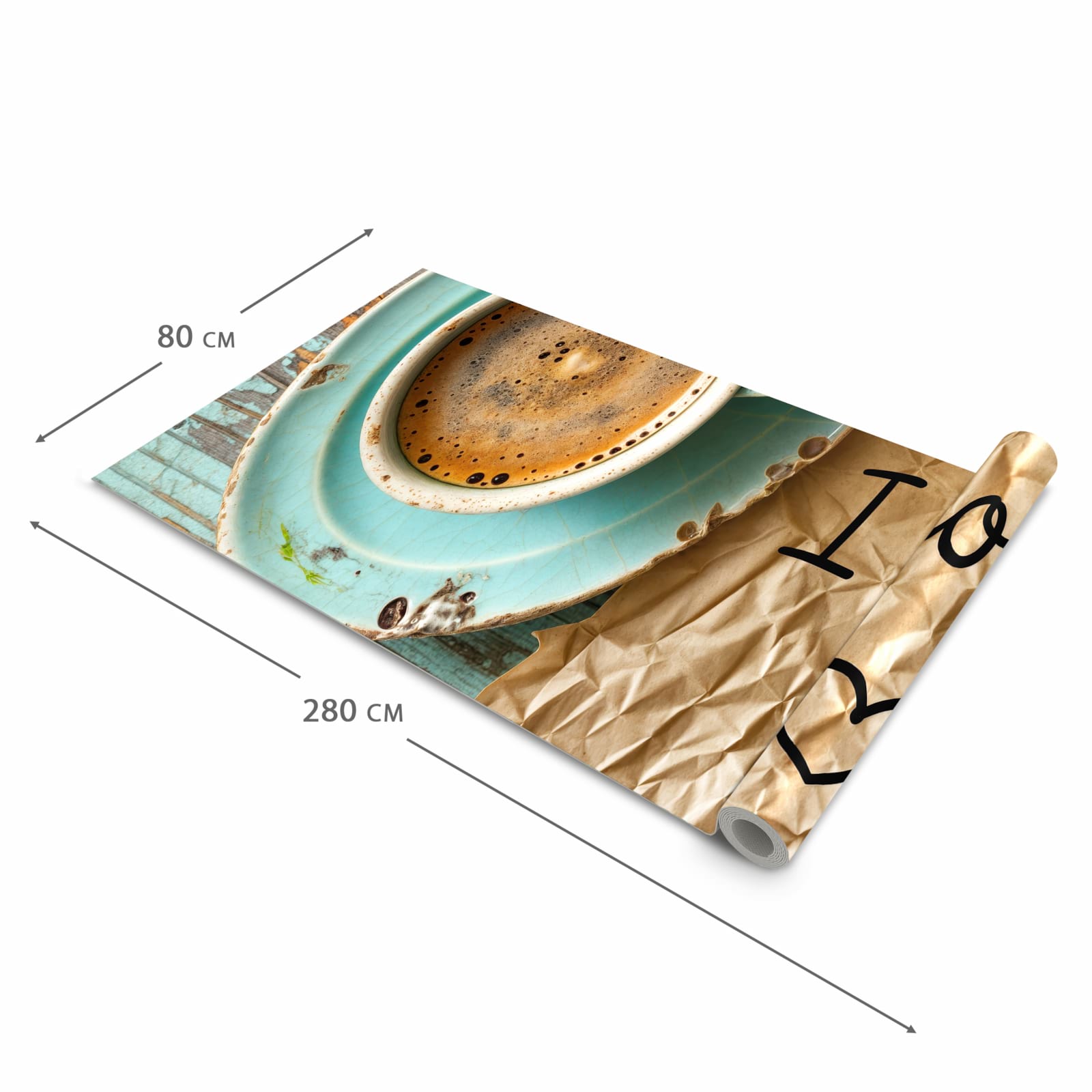 Langlebiger waschbarer Küchenläufer mit Motiv Tasse und Lavendel in der Grösse 80x280 cm