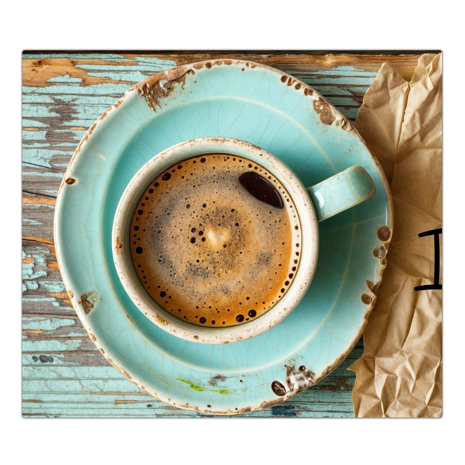 1-teilige Abdeckplatten für Ceranfeld mit Tasse und Lavendel-Motiv in der Frontansicht